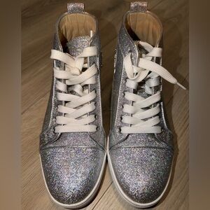 Authentic Silver Glitter louboutin High-Top Sneakers